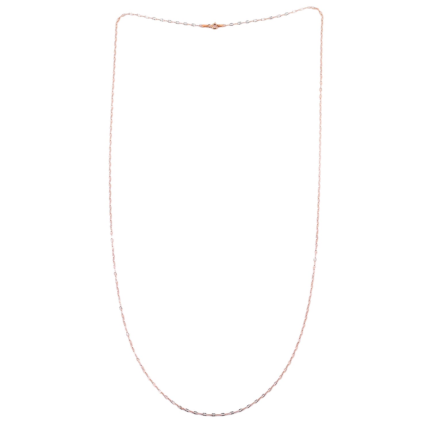 Italian Oval Daisy Chain 36 Inches in 14K Rose Gold  Over Sterling Silver 3.20 Grams