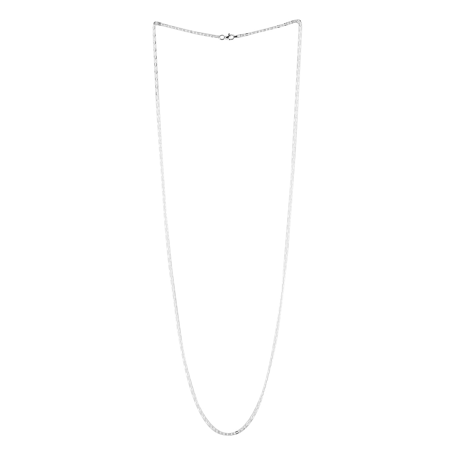 Italian Diamond Cut Oval Link Chain 30 Inches in Sterling Silver 2.90 Grams
