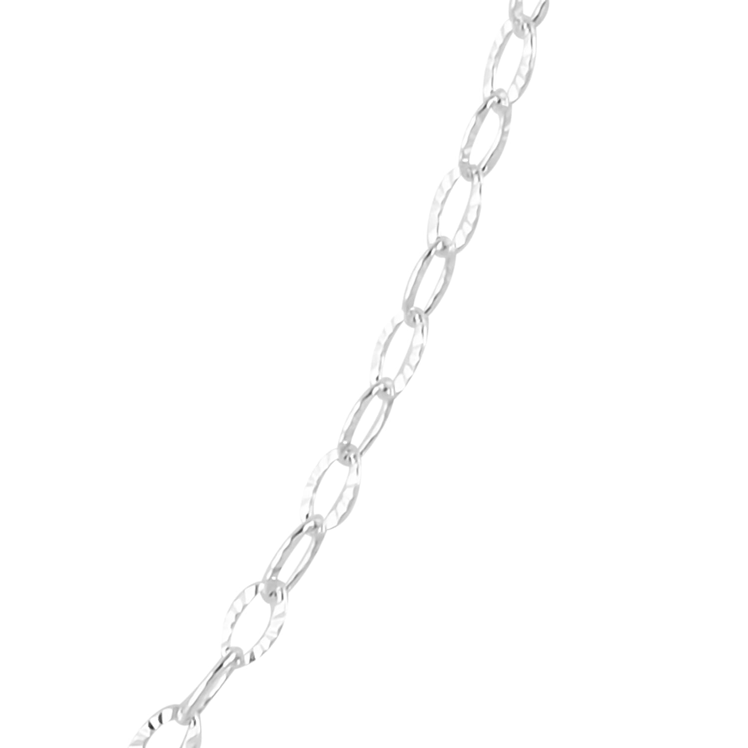 Italian Diamond Cut Oval Link Chain 30 Inches in Sterling Silver 2.90 Grams
