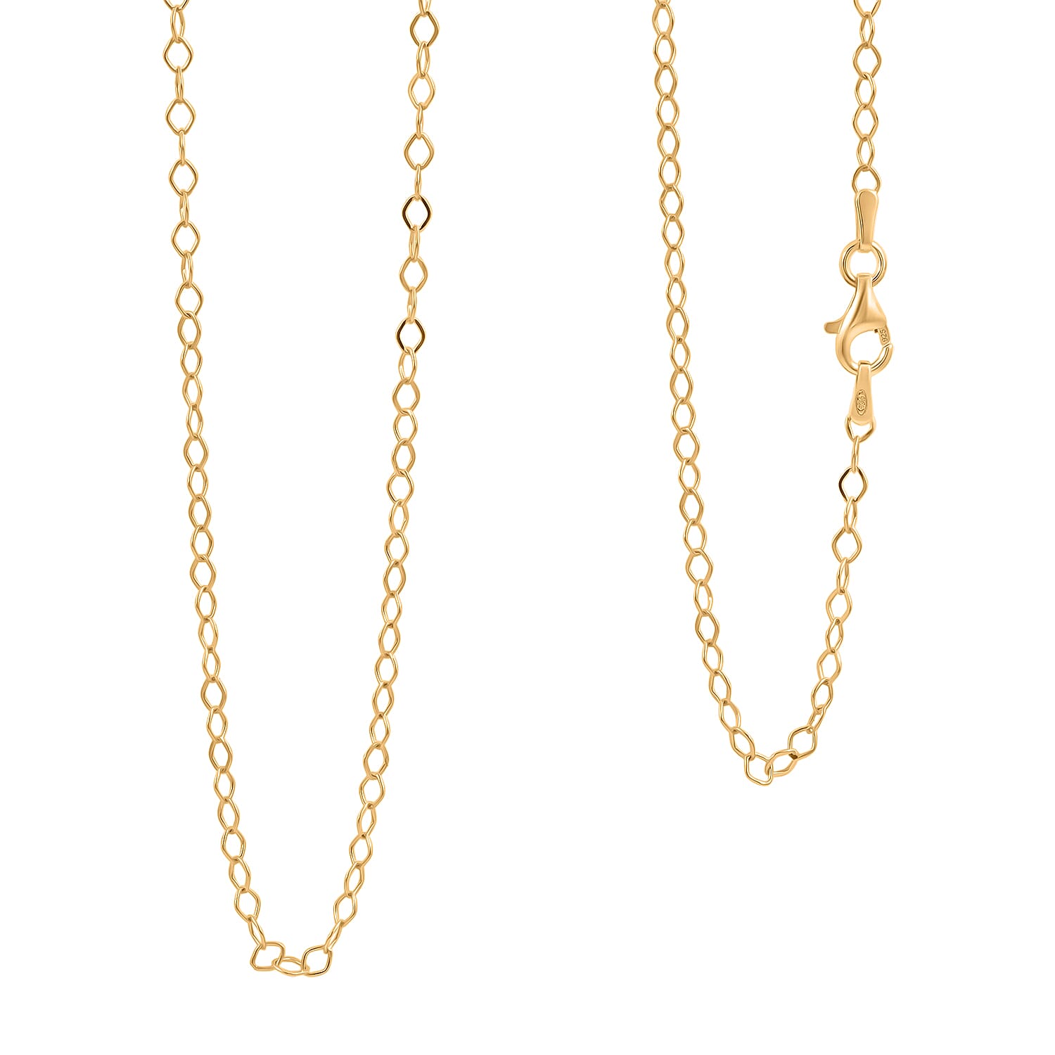 Italian Geometric Link Chain 30 Inches in 14K Yellow Gold Over Sterling Silver 3.20 Grams