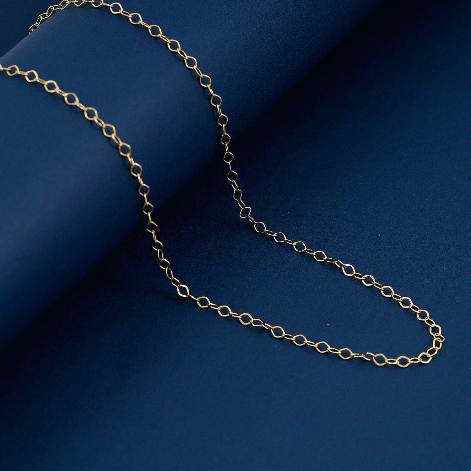 Italian Geometric Link Chain 30 Inches in 14K Yellow Gold Over Sterling Silver 3.20 Grams