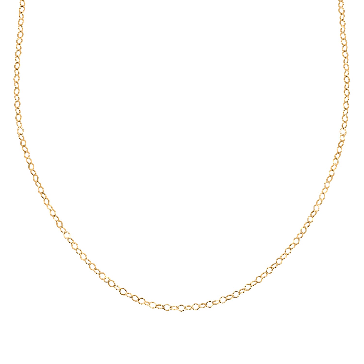 Italian Geometric Link Chain 30 Inches in 14K Yellow Gold Over Sterling Silver 3.20 Grams