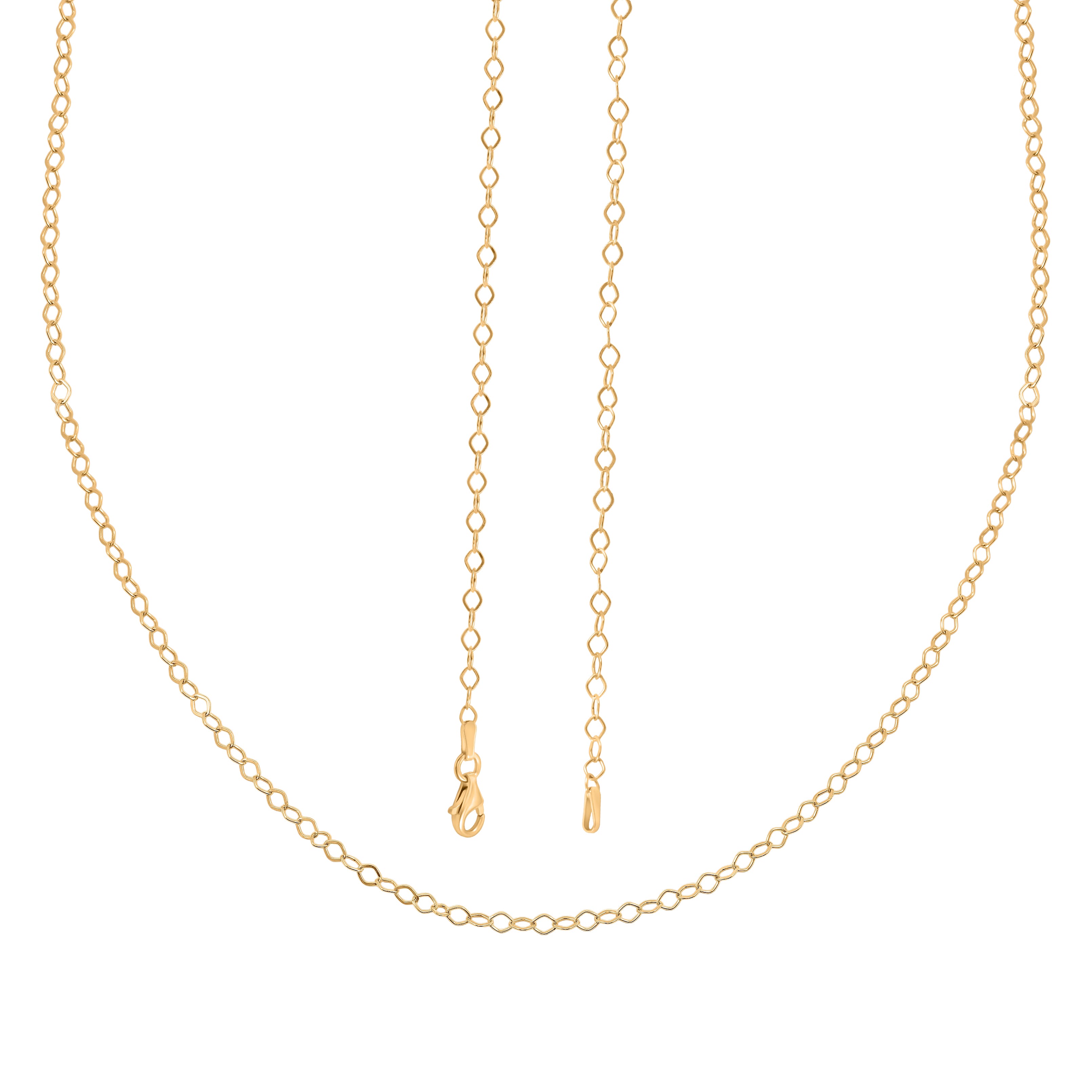 Italian Geometric Link Chain 30 Inches in 14K Yellow Gold Over Sterling Silver 3.20 Grams