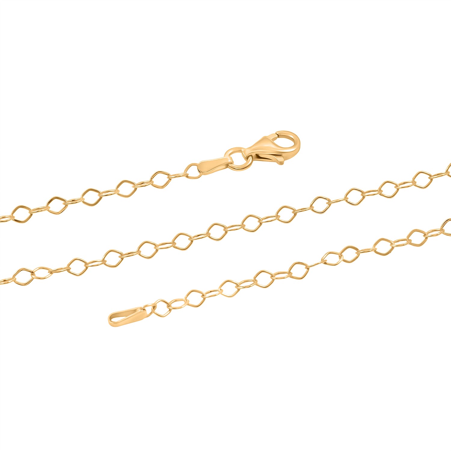 Italian Geometric Link Chain 30 Inches in 14K Yellow Gold Over Sterling Silver 3.20 Grams