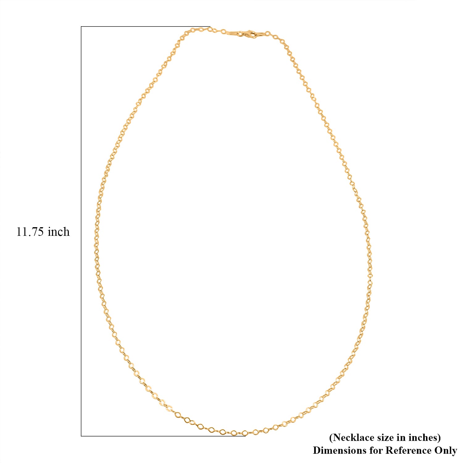 Italian Geometric Link Chain 30 Inches in 14K Yellow Gold Over Sterling Silver 3.20 Grams