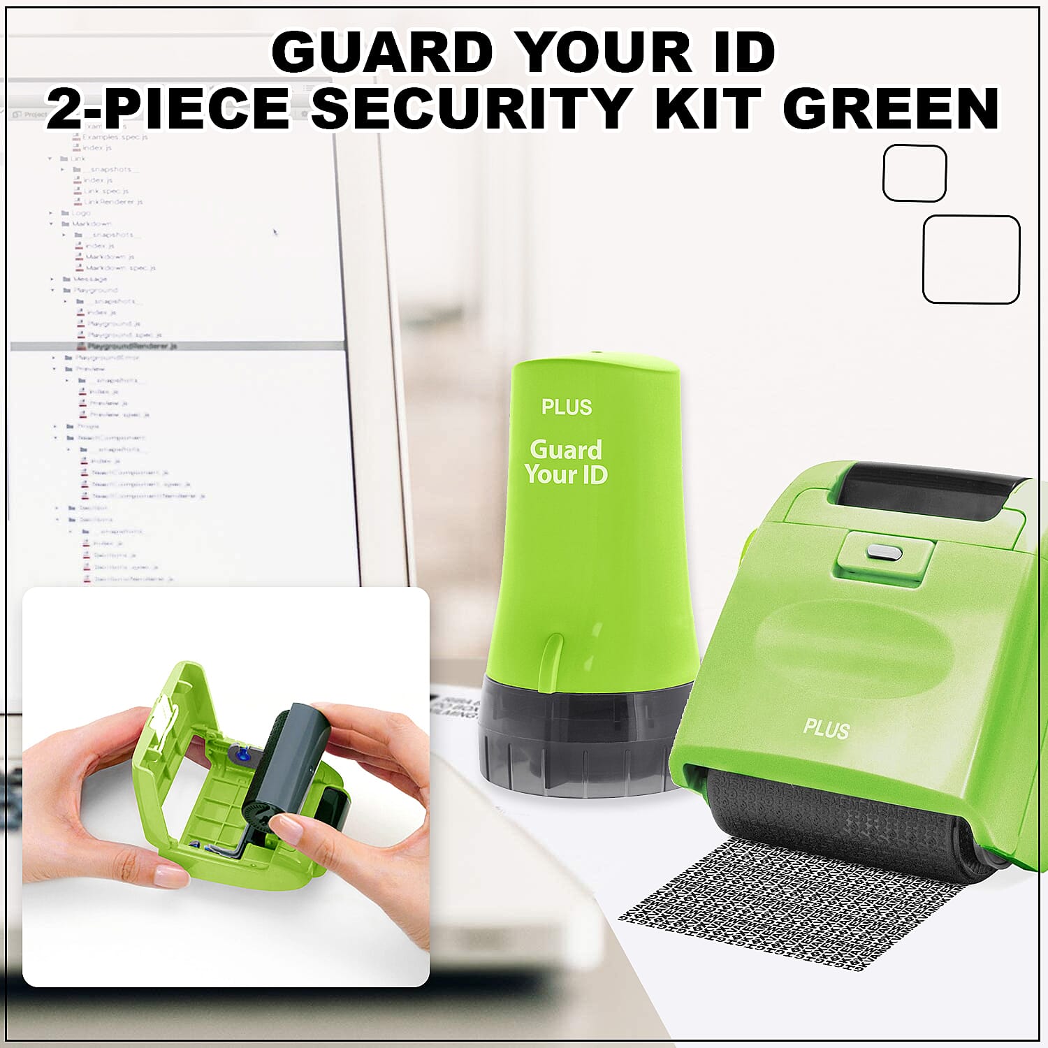 GUARD YOUR ID 2-Piece Security Kit -Includes One Wide Roller and One Advanced Roller (Green)