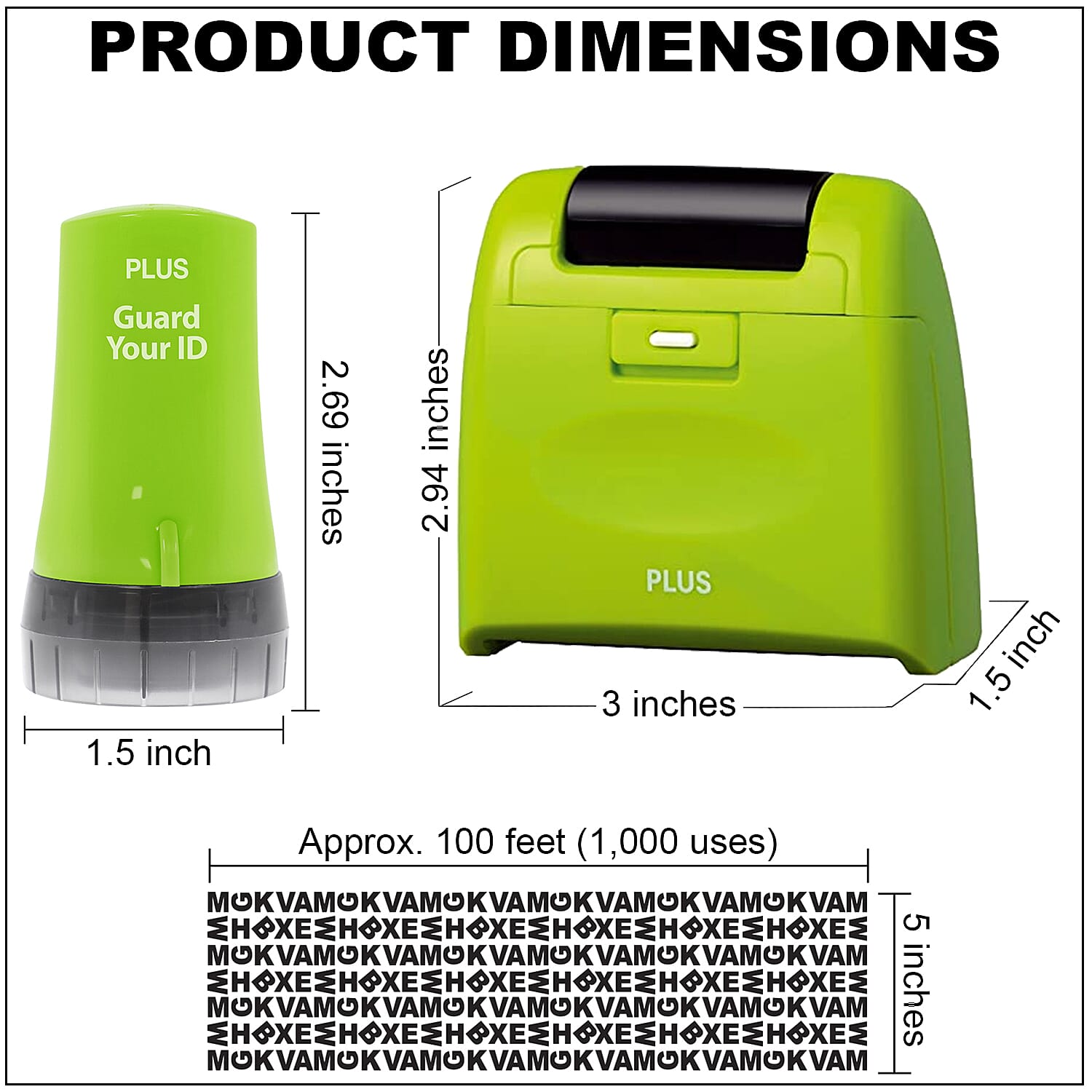 GUARD YOUR ID 2-Piece Security Kit -Includes One Wide Roller and One Advanced Roller (Green)