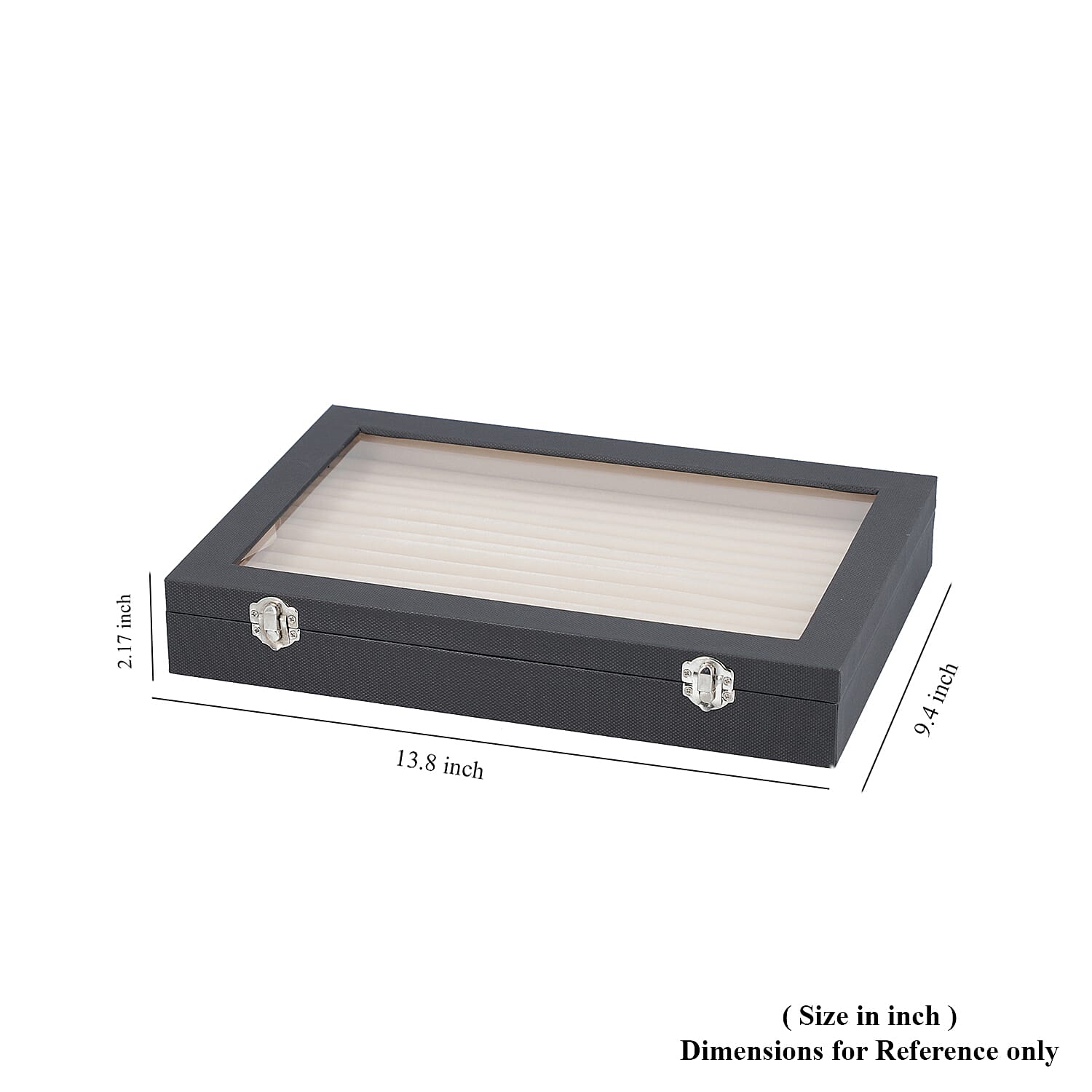 Black Leatherette Paper 150 Slot Rings and Earrings Box with Anti Tarnish Lining & Latch Clasp