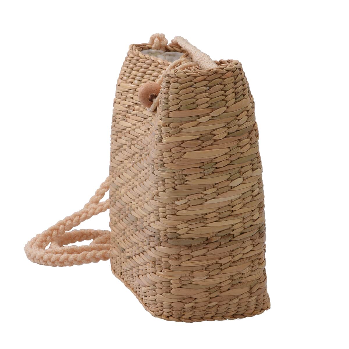 Eco Friendly Natural Reed, Mango Bead Handwoven Shoulder Bag with Cotton Lining and Handle | Shoulder Side Bag for Women | Women's Handbag | Ladies Purse image number 4