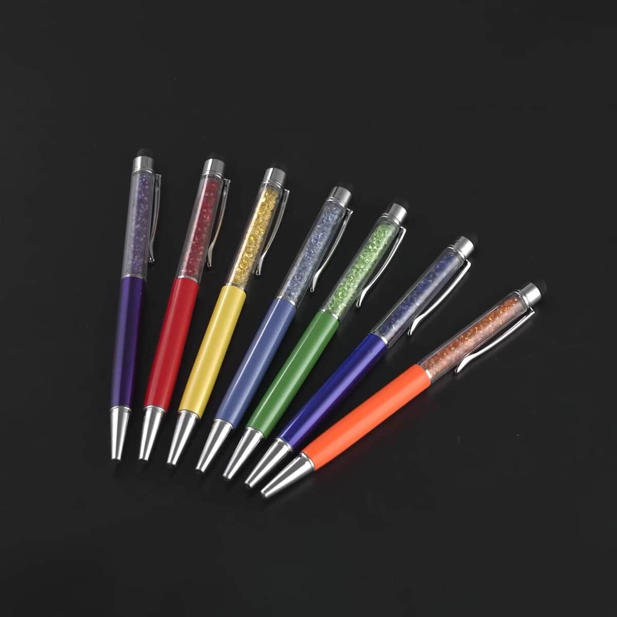 Set of 7, 2 in 1 Ball Point Pen with Crystal Stone image number 3