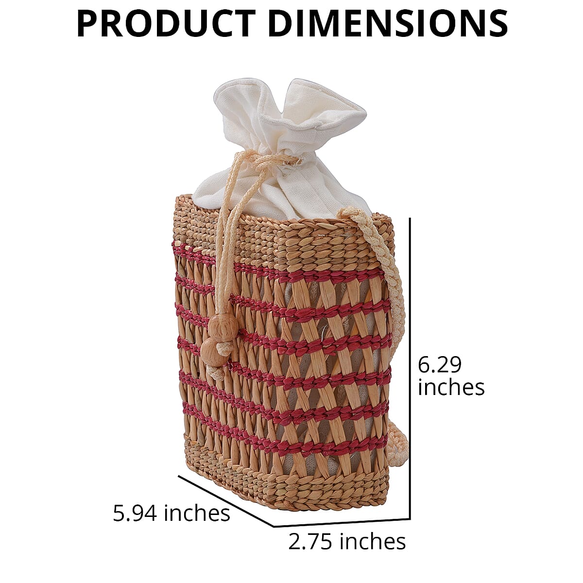 Buy Natural & Red Eco Friendly Reed Handwoven Shoulder Bag with Wooden ...