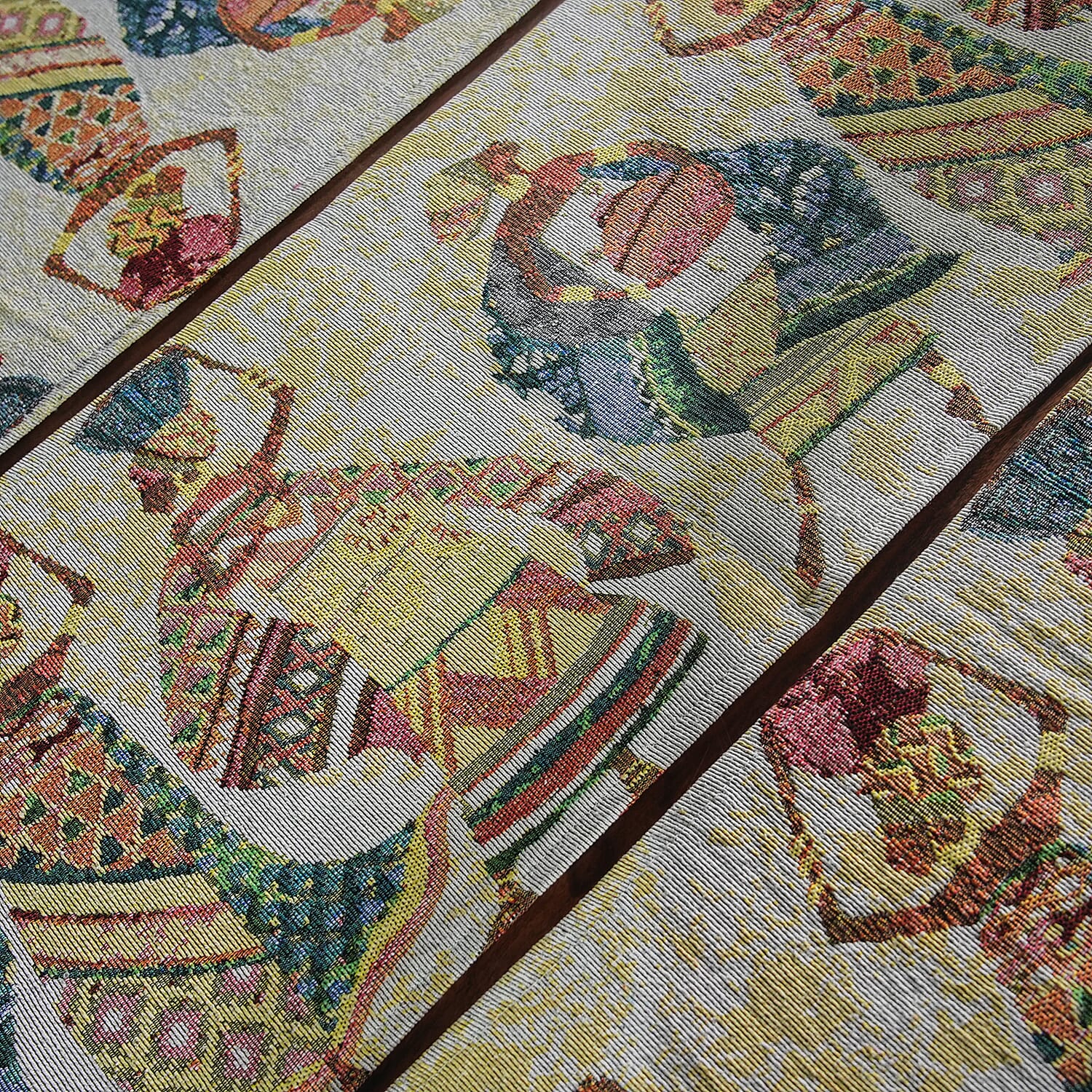 Set of 5 Multi Color Ancient Tribal Printed Jacquard Placemats and Table Runner