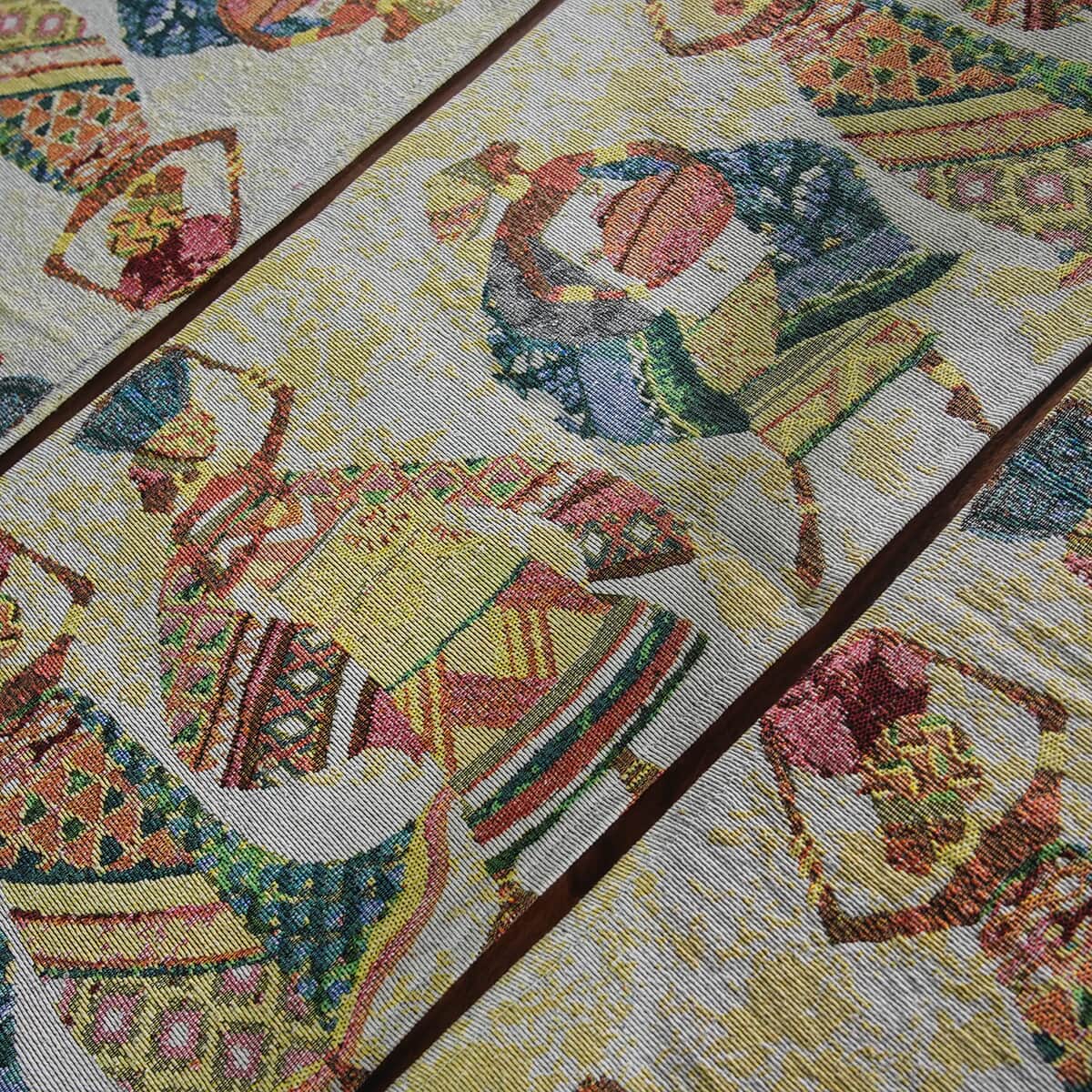 Set of 5 Multi Color Ancient Tribal Printed Jacquard Placemats and Table Runner image number 2