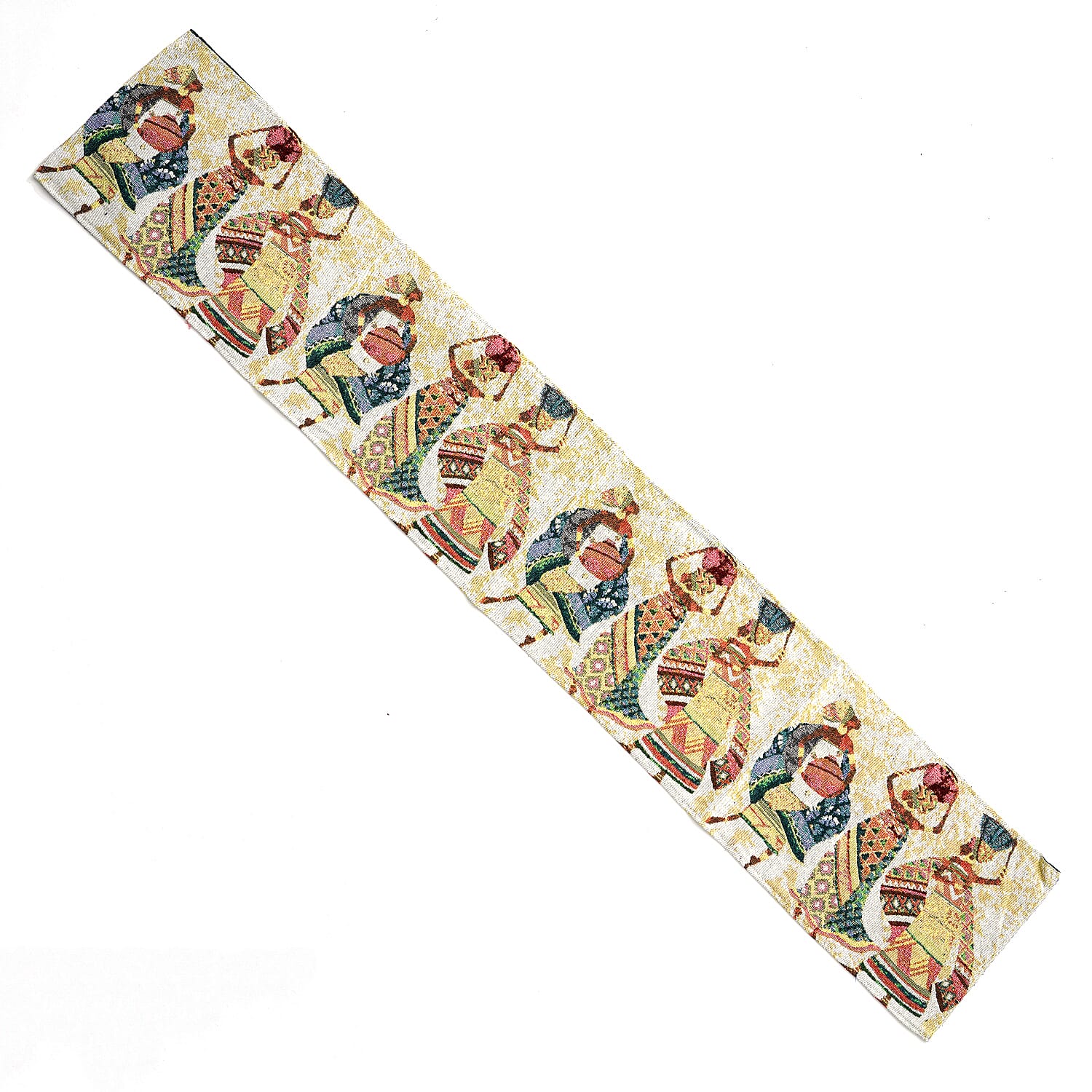 Set of 5 Multi Color Ancient Tribal Printed Jacquard Placemats and Table Runner