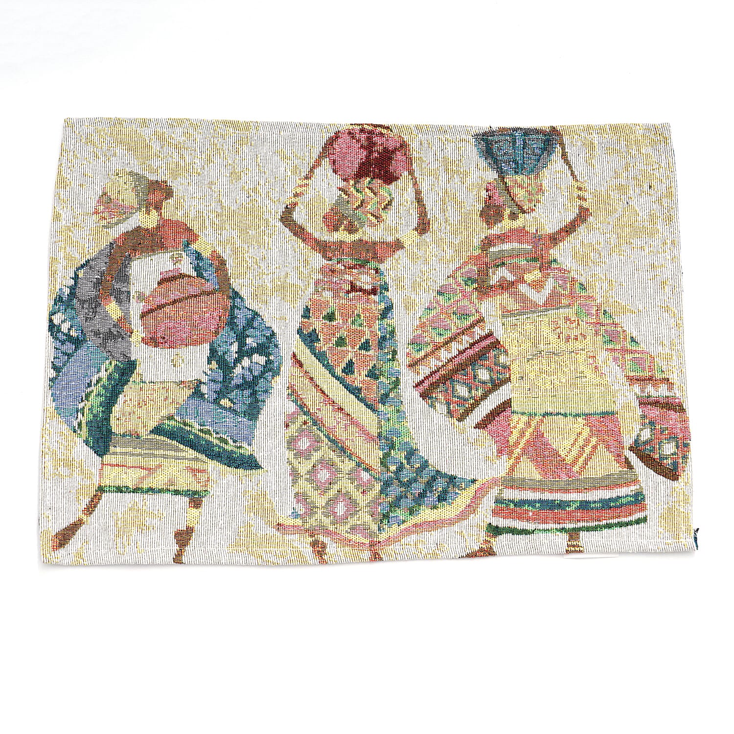 Set of 5 Multi Color Ancient Tribal Printed Jacquard Placemats and Table Runner