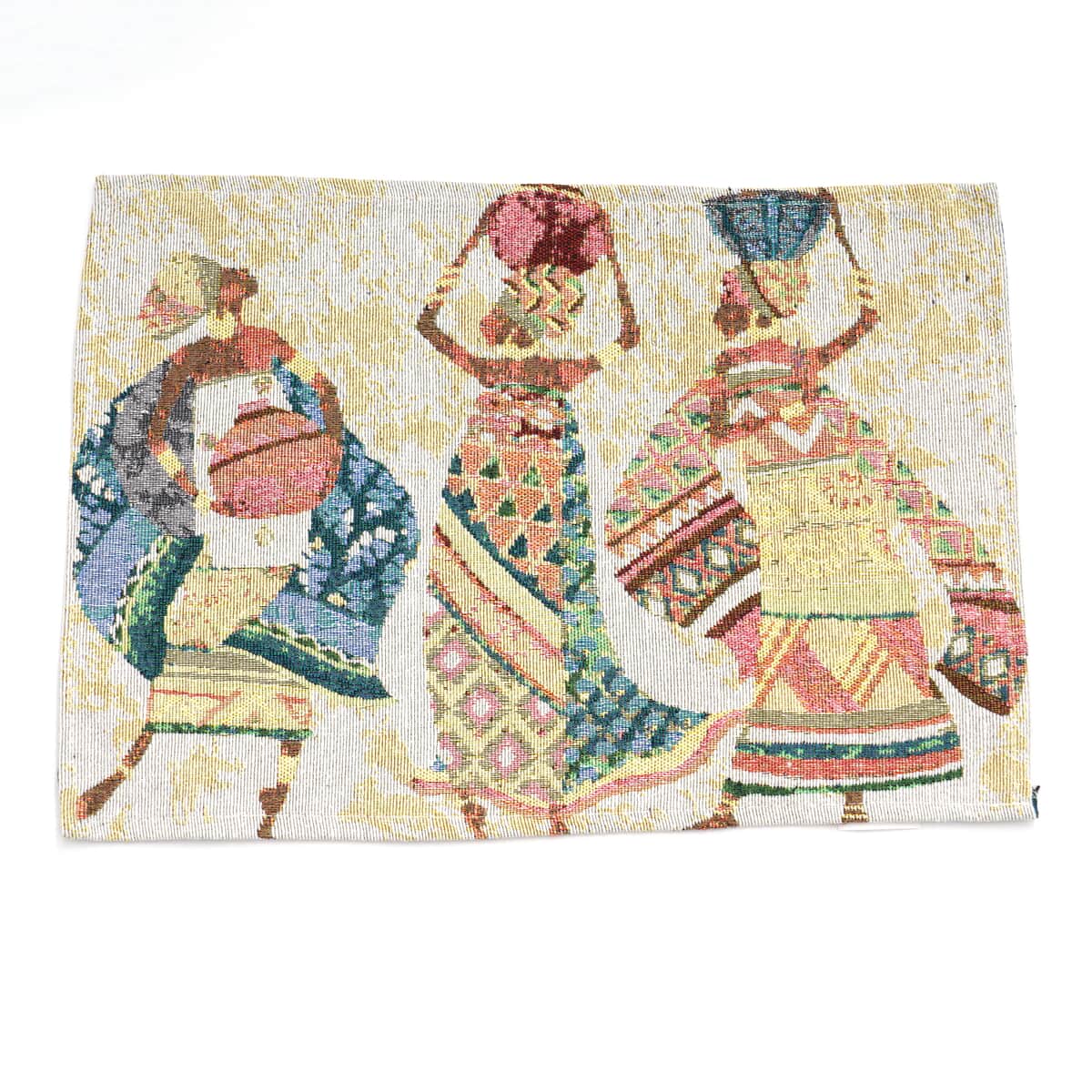 Set of 5 Multi Color Jacquard Printed Placemats (13"x19") and Table Runner (13"x72") image number 5