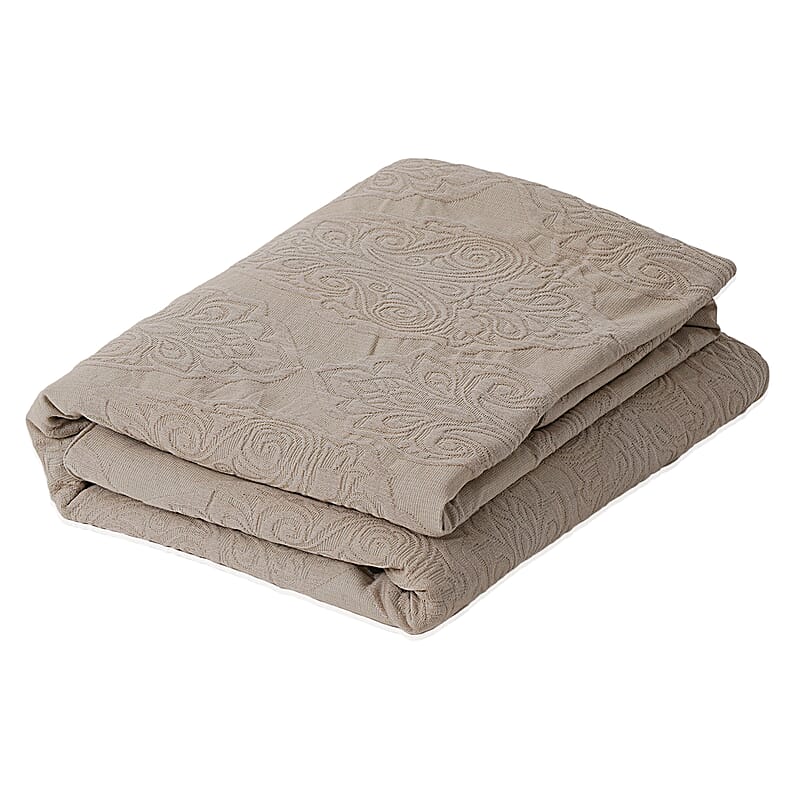 SYMPHONY HOME Beige Quilted Matelasse Cotton Bedspread and 2 Pillowcases - Queen