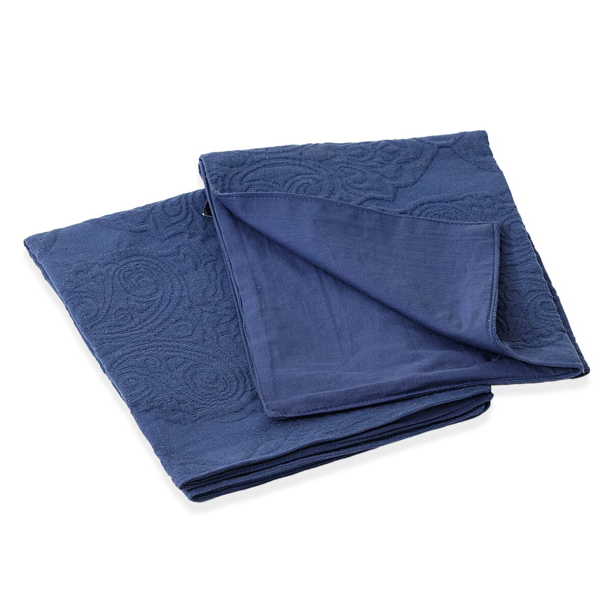 SYMPHONY HOME Blue Quilted Matelasse Cotton Bedspread and 2 Pillowcases - Queen image number 5