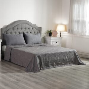 SYMPHONY HOME Gray Quilted Matelasse Cotton Bedspread and 2 Pillowcases - King