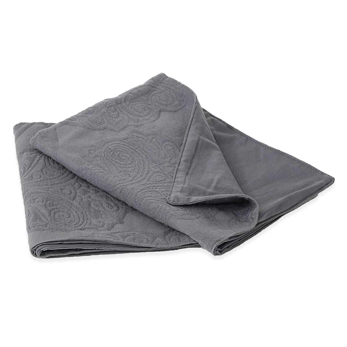 SYMPHONY HOME Gray Quilted Matelasse Cotton Bedspread and 2 Pillowcases - King image number 5