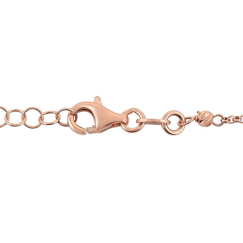 Celestial Stars and Black Beaded Charm Layered Necklace (16 Inches) in 14K Rose Gold  Over Sterling Silver 5.2 Grams