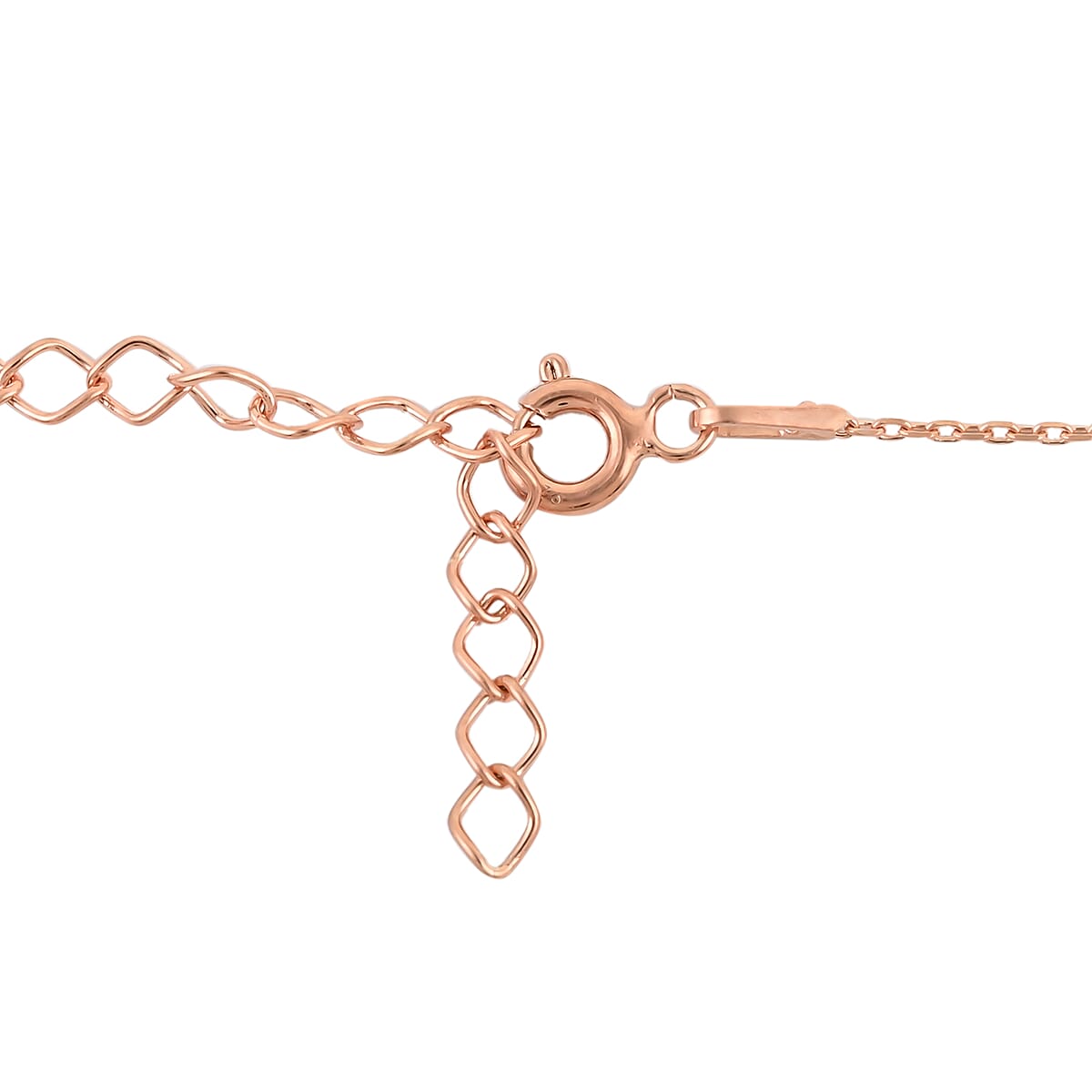 Simulated Diamond Round Mirror Studded Border Necklace 16 Inches in 14K Rose Gold Over Sterling Silver image number 3