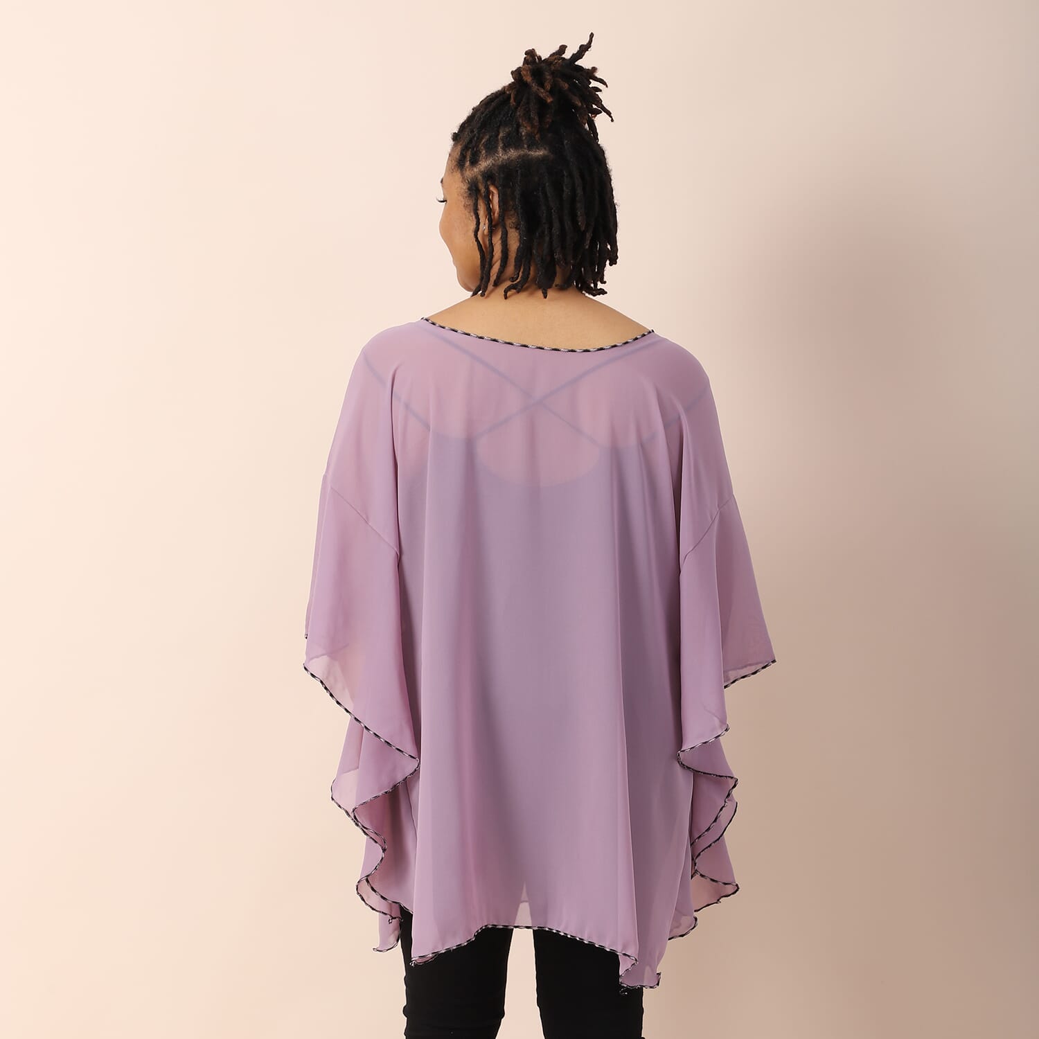 Buy Jovie Black Chiffon Kaftan with Contrast Hem and