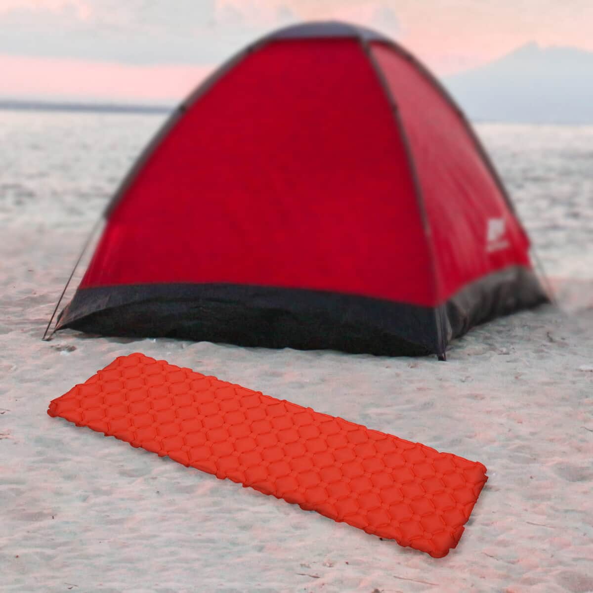 Orange Inflating Camping Sleeping Mat image number 1