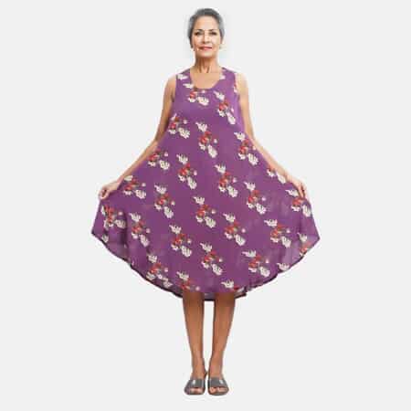 JOVIE FALL COLLECTION Purple Floral Midi Dress -One Size Missy image number 1