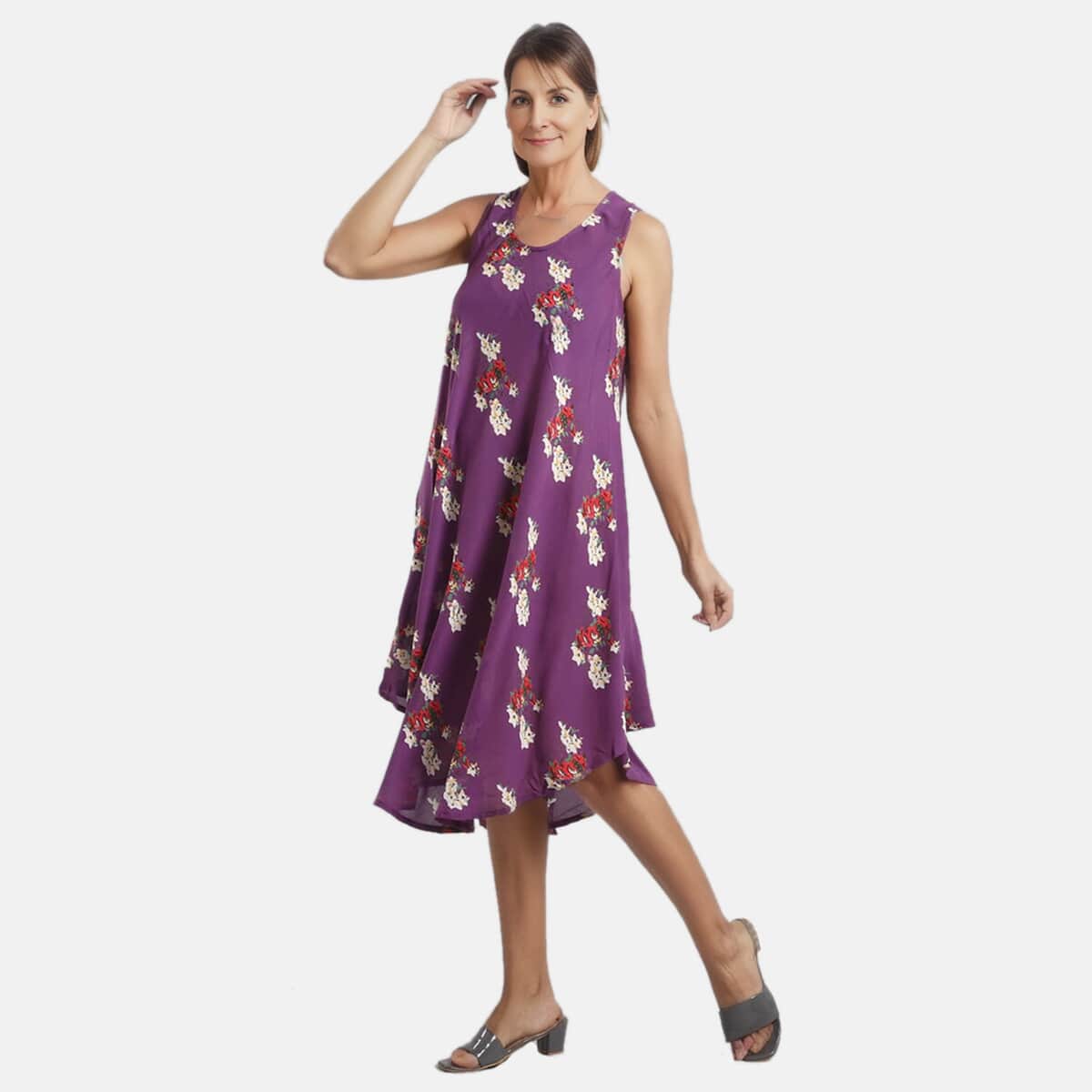 JOVIE FALL COLLECTION Purple Floral Midi Dress -One Size Missy image number 3