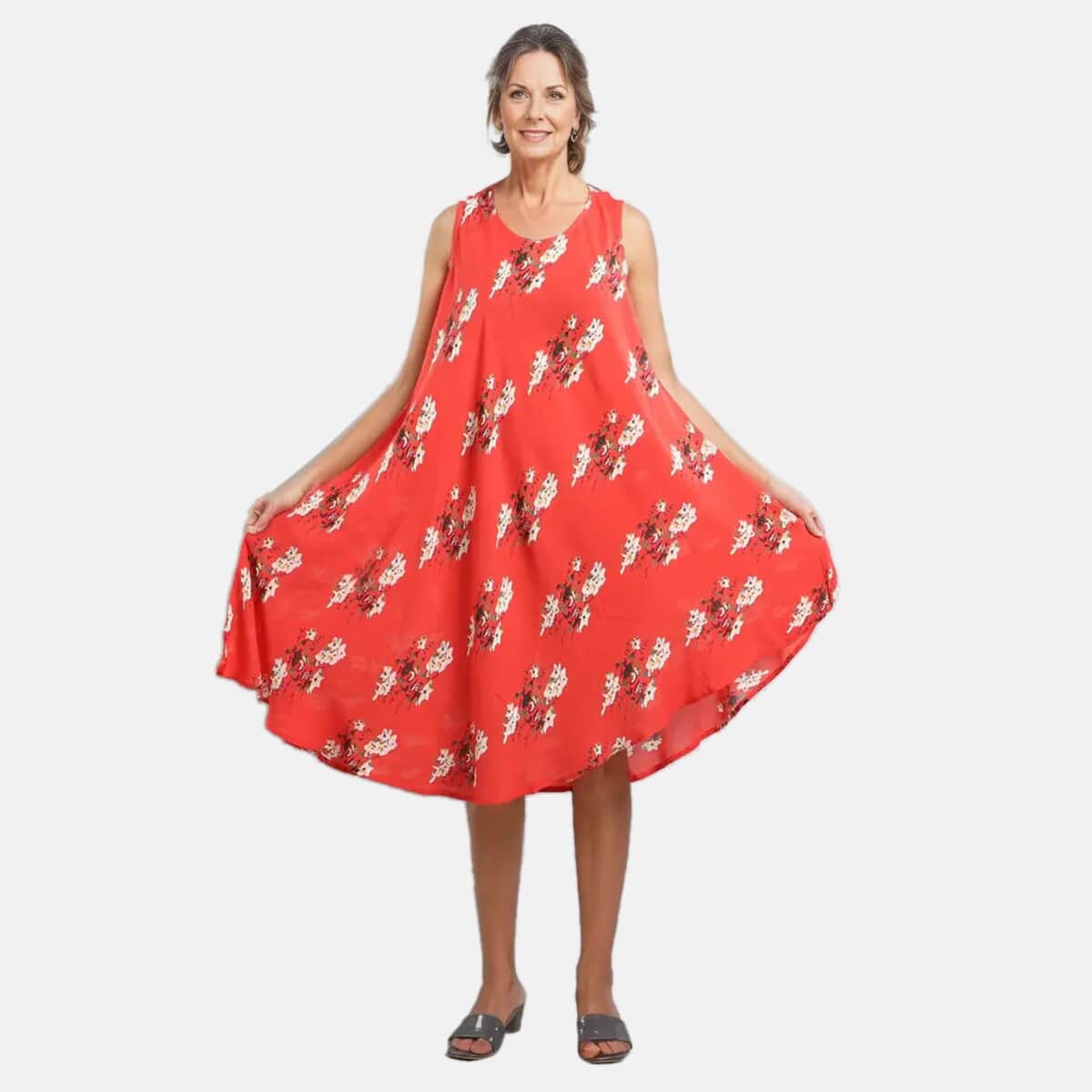 JOVIE FALL COLLECTION Red Floral Midi Dress -One Size Missy image number 1