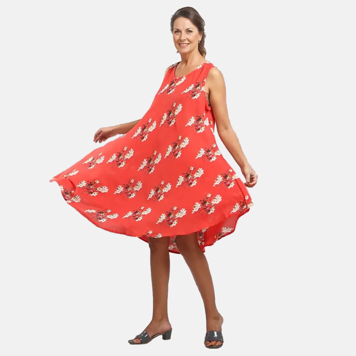 JOVIE FALL COLLECTION Red Floral Midi Dress -One Size Missy image number 3