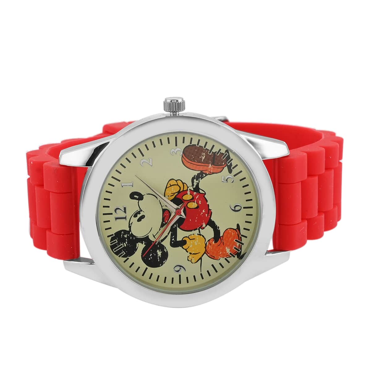 DISNEY Set of 2 Japanese Movement Mickey Mouse Antique Red Silicone Strap His & Hers Gift Set Watches (34mm) (44mm) image number 1