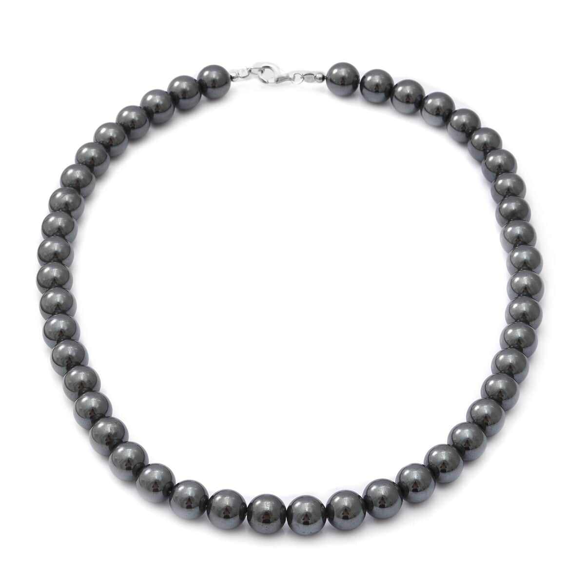 Hematite Beaded Necklace 18 Inches in Sterling Silver 500.00 ctw image number 0