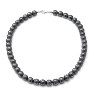 Hematite Beaded Necklace 18 Inches in Sterling Silver 500.00 ctw