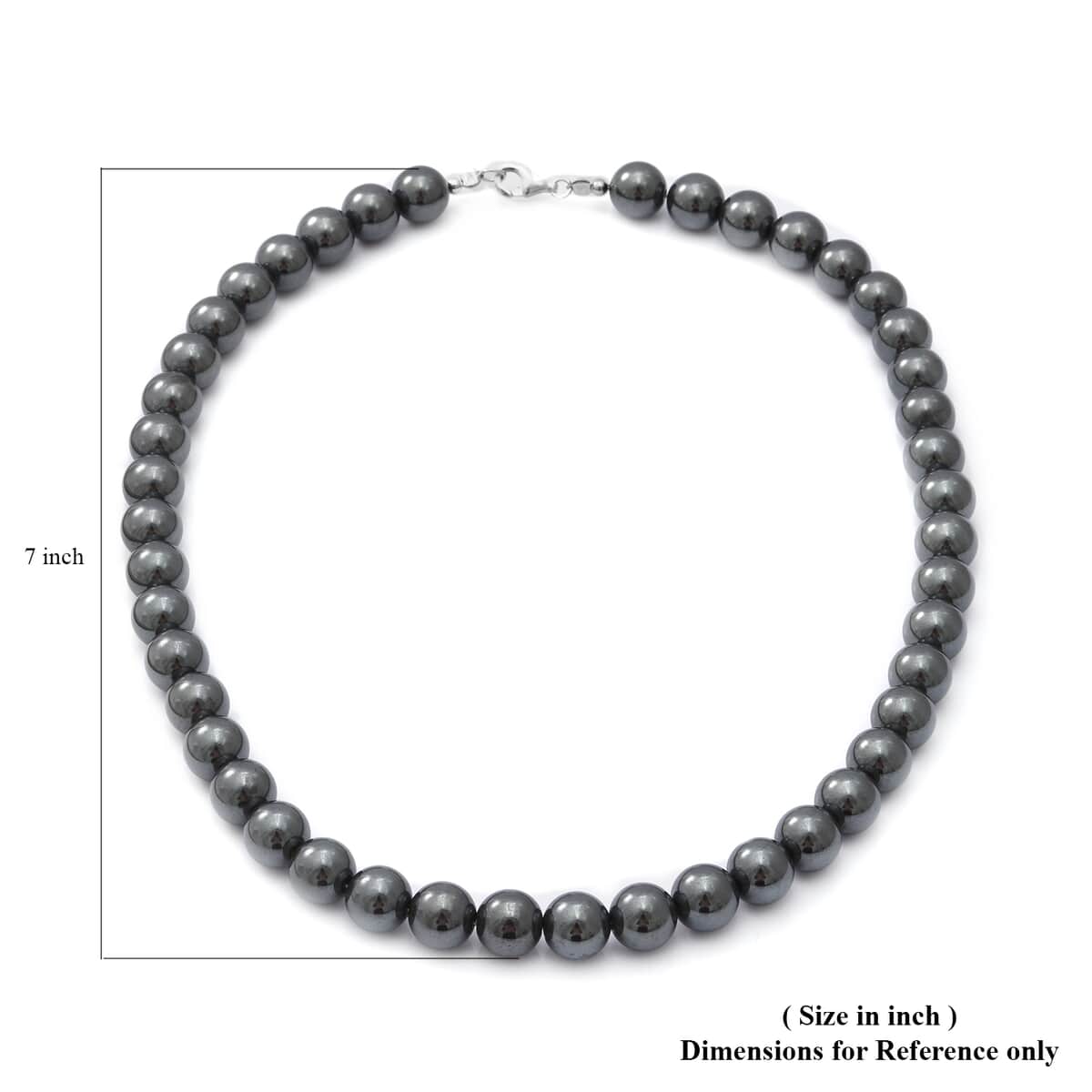 Hematite Beaded Necklace 18 Inches in Sterling Silver 500.00 ctw image number 4