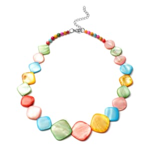 Multi Color Shell Pearl Necklace 18-20 Inches in Stainless Steel