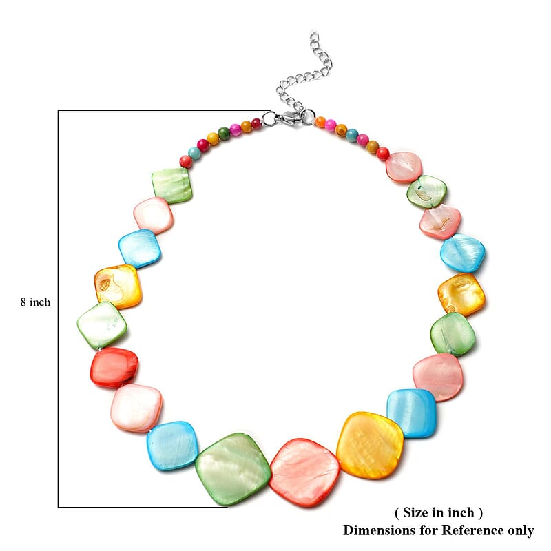 Multi Color Shell Pearl Necklace 18-20 Inches in Stainless Steel