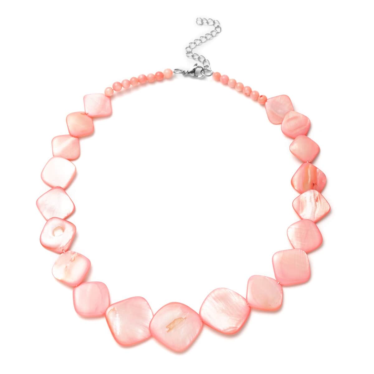 Pink Shell Pearl Necklace 18-20 Inches in Stainless Steel image number 0