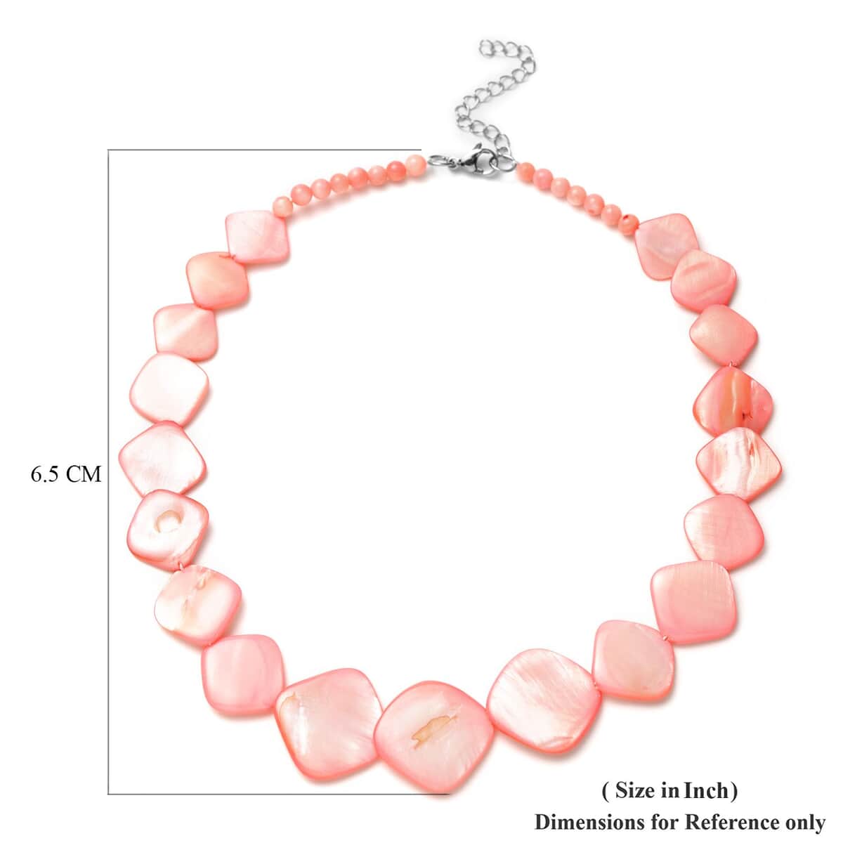 Pink Shell Pearl Necklace 18-20 Inches in Stainless Steel image number 4