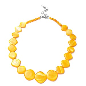 Yellow Shell Pearl Necklace 18-20 Inches in Stainless Steel