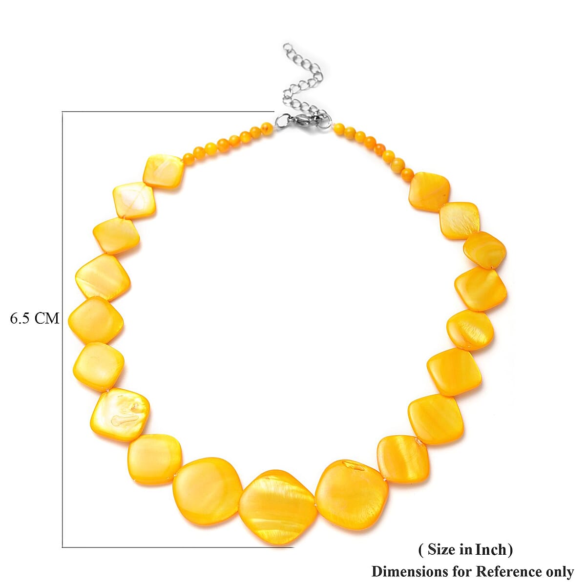Yellow Shell Pearl Necklace 18-20 Inches in Stainless Steel image number 4