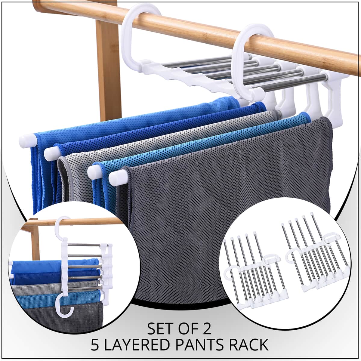 Set of 2 White 5 Layered Pants Rack image number 1