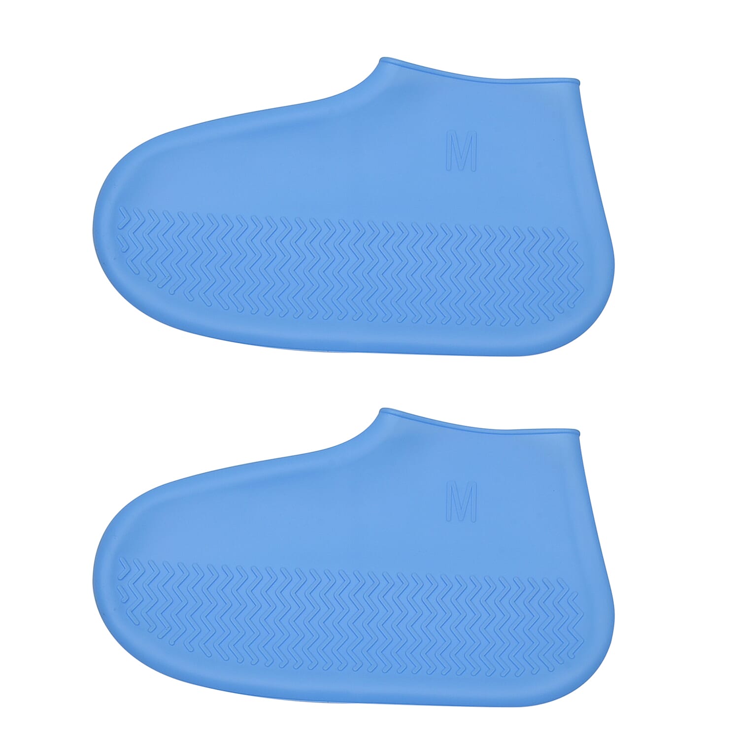 Set of 2 Gray and Blue Anti-slip Waterproof Silicone Shoe Covers - L/M