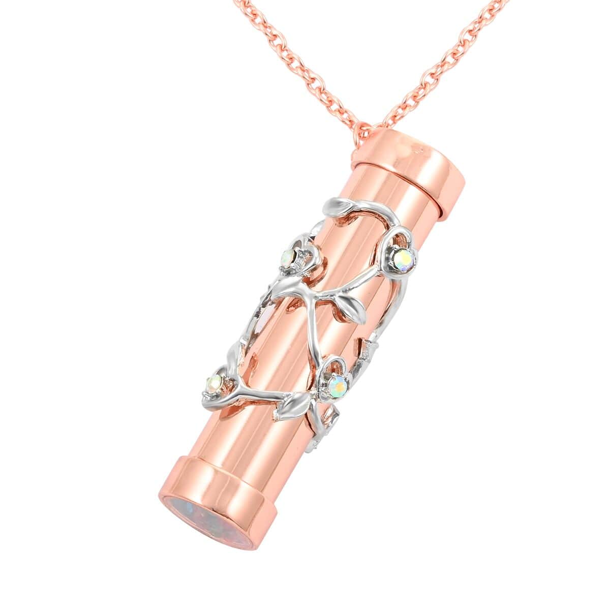 Multi Color Austrian Crystal Kaleidoscope Pendant Necklace, 30-32 Inch Necklace in Rosetone and Silvertone, Unique Gifts For Her image number 0