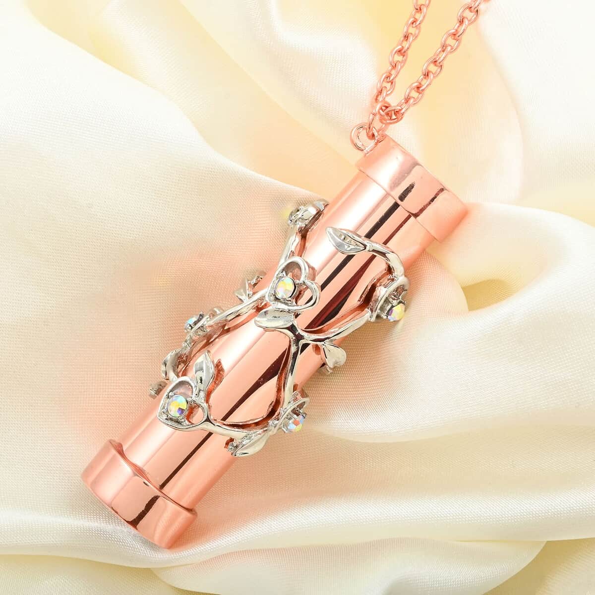 Multi Color Austrian Crystal Kaleidoscope Pendant Necklace, 30-32 Inch Necklace in Rosetone and Silvertone, Unique Gifts For Her image number 1