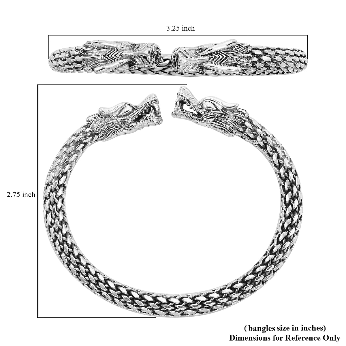 BALI LEGACY Sterling Silver Dragon Head Cuff Bracelet image number 4