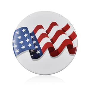 USA National Flag Printed Brooch in Silvertone
