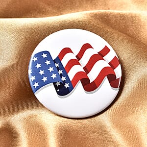 USA National Flag Printed Brooch in Silvertone