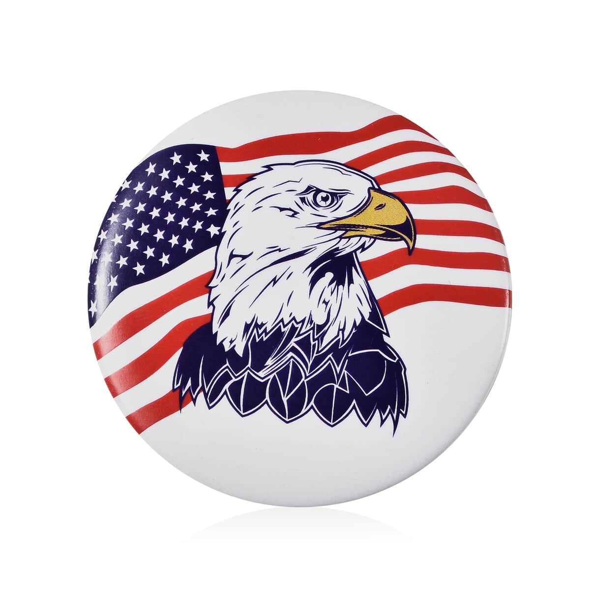 USA National Flag & Eagle Printed Brooch in Silvertone image number 0